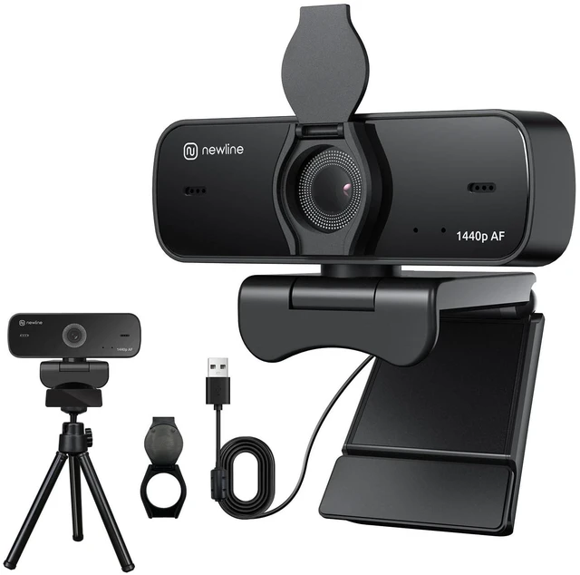 Main image of N newline 2.5K Webcam for PC, Auto Focus, Privacy Cover, Tripod Stand, Professional Webcam with Microphone for Conferencing and Streaming