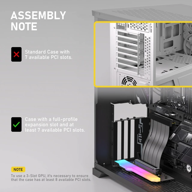 Alt view image 2 of 5 - EZDIY-FAB Shield ARGB Vertical GPU Mount, 115mm PCIe 4.0 Riser Cable, White