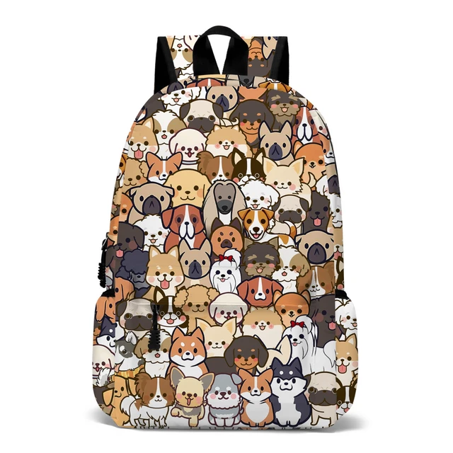 Main image of ROVOZAR Funny Dog School Backpack for Girls Boys Bookbag, 17 Inch Dog Laptop Backpack, Dogs Animals Theme Back Pack for School Travel Hiking Camping