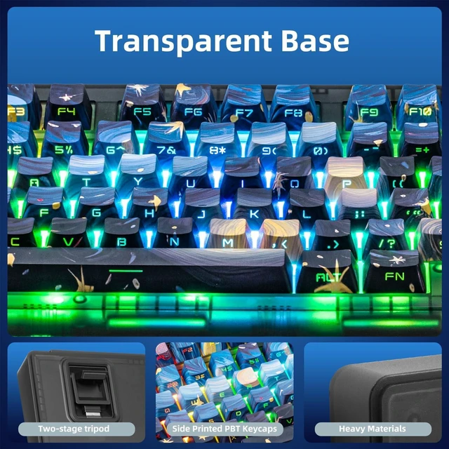 Alt view image 4 of 5 - ZORNHER ZH980 Mechanical Keyboard,95% Blue Creamy Keyboard with Number Pad,Van Gogh's Starry Night Dye Sublimation PBT Keycaps,Creamy Sounding Linear Switches,Hot-Swappable,RGB Backlit