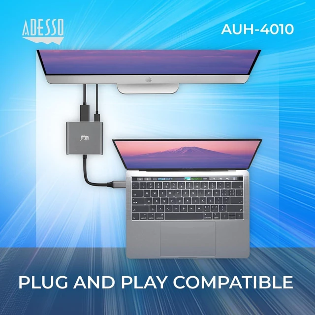 Alt view image 5 of 5 - Adesso USB C Docking Station Multiport Adapter Dongle Type C Hub HDMI Support 4K@30Hz, 100W Max PD Charging, USB for MacBook Windows Laptop (TAA Compliant)