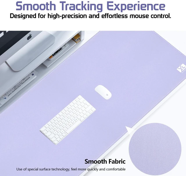 Alt view image 2 of 5 - Light Purple 2XL Color Mouse Pad - Large (36''x18'') Gaming Desk Pad with Nonslip Rubber Base and Stitched Edges - Durable and Waterproof Design