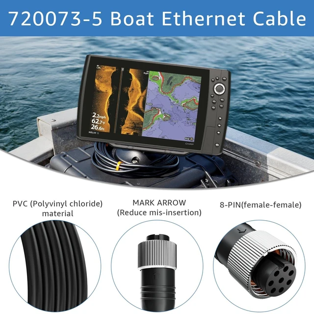 Alt view image 2 of 5 - kzfuli Replacement for 720073-5 AS EC 10E Ethernet Cable Extension. Compatible with Humminbird of Helix 7, Helix 8, Helix 9, Helix 10, Helix 12, Helix 15, Apex, Onix Models. (Black 10 Feet)