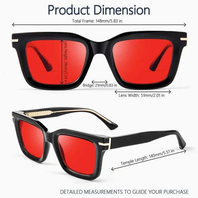 Alt view image 4 of 5 - R.F.YFQH Sleep Blue Light Blocking Glasses for Women Men, Square Frame Computer Gaming Glasses, Anti Eyestrain & UV Glare JF6218 (Red Lens Black Frame)