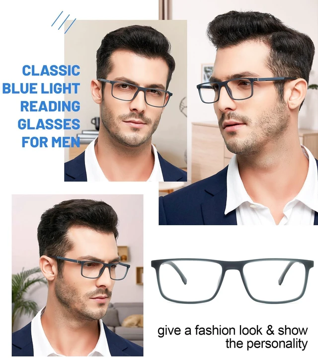 Alt view image 2 of 5 - OCCI CHIARI Men's Blue Light Blocking Glasses Computer Screen Small Protection Glasses (Black, No Dioptrie)
