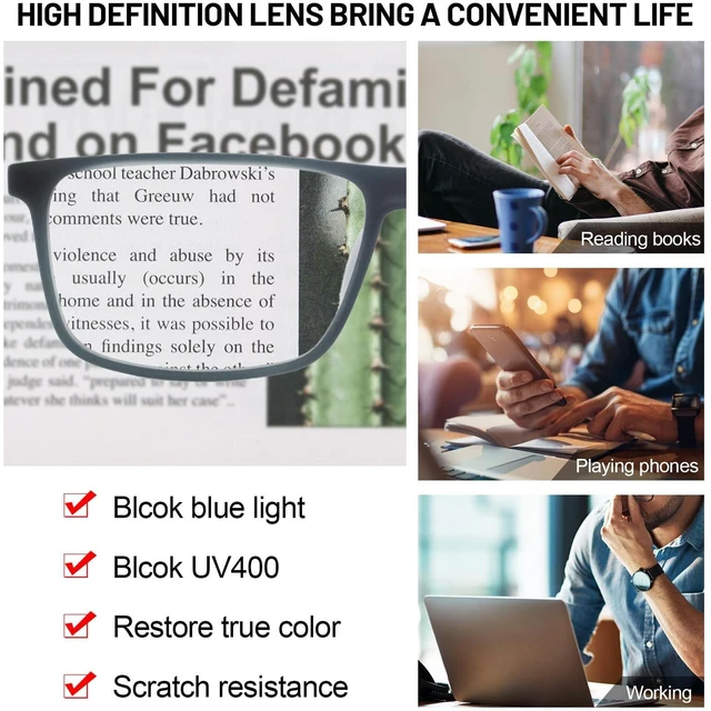 Alt view image 4 of 5 - OCCI CHIARI Men's Blue Light Blocking Glasses Computer Screen Small Protection Glasses (Black, No Dioptrie)