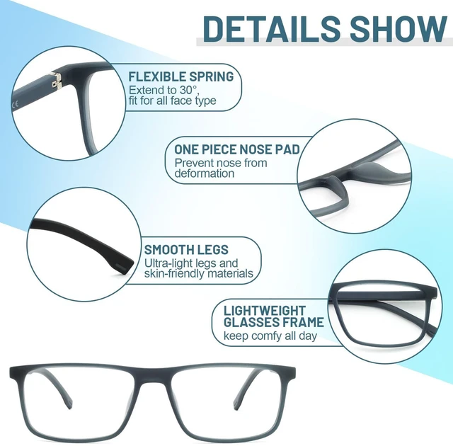 Alt view image 5 of 5 - OCCI CHIARI Men's Blue Light Blocking Glasses Computer Screen Small Protection Glasses (Black, No Dioptrie)