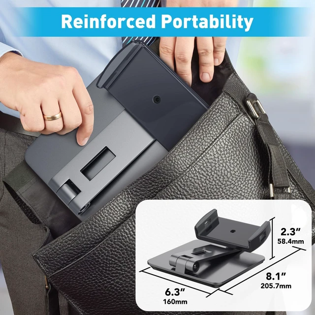 Alt view image 5 of 5 - AboveTEK Business Kiosk Aluminum Tablet iPad Stand, 360 Swivel Tablet & Phone Holders for Any 4"-15.6" Display Tablets/Cell Phones/Portable Monitor, Sturdy for Store POS Office (Grey)