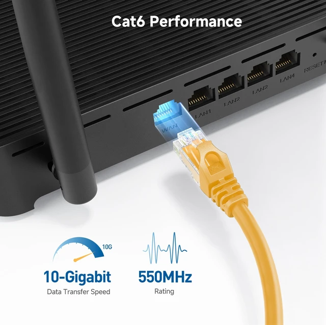 Alt view image 3 of 5 - Cable Matters 10Gbps Snagless Cat 6 Ethernet Cable, 100ft, Yellow