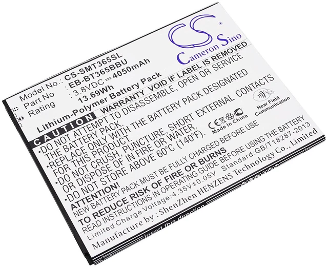 Main image of Battery Replacement for samsung SM-T390N SM-T390 Galaxy Tab Active 2 8.0 TD-LTE SM-T395 SM-T395 Galaxy Tab Active 2 LT EB-BT365BBC EB-BT365BBE EB-BT365BBU EB-BT365BBUBUS GH43-04317A (4050mAh/3.8