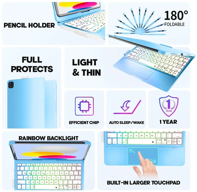 Alt view image 4 of 5 - NOKBABO Keyboard Case for iPad 10/11th A16, iPad Air 11(M4/M3/M2)