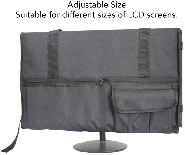 Alt view image 3 of 5 - Monitor Carrying Case, Adjustable Size Portable Travel Carrying Bag with Handle Fit Different Sizes of LCD Displays, Protective Storage Case Monitor Dust Cover with Pockets