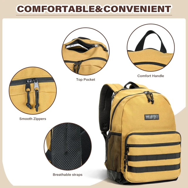 Alt view image 3 of 5 - Wrangler Backpack for Men and Women, Casual Daypack for Travel, Work School, Laptop Backpack with Notebook Sleeve