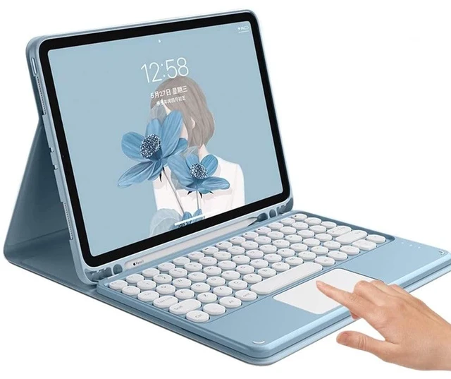 Main image of HENGHUI Keyboard Case with Touchpad for iPad Air 13 inch M3 M2/ iPad Pro 12.9 inch 6th 5th 4th 3rd Generation Case with Cute Round Key Candy Color Detachable Keyboard (Blue)