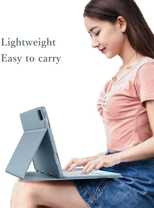 Alt view image 5 of 5 - HENGHUI Keyboard Case with Touchpad for iPad Air 13 inch M3 M2/ iPad Pro 12.9 inch 6th 5th 4th 3rd Generation Case with Cute Round Key Candy Color Detachable Keyboard (Blue)