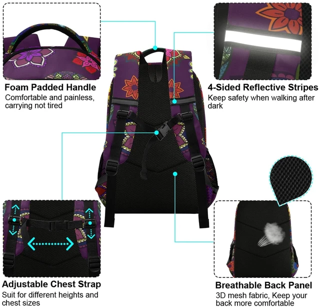 Alt view image 5 of 5 - Glaphy Mandala Boho Owl Backpacks Laptop School Book Bag Lightweight Daypack for Men Women Teens Kids