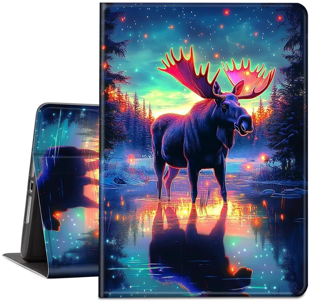 Main image of TSNJTBDL Case for Kindle Paperwhite 12th Generation 7" & Kindle ColorSoft Signature Edition PU Leather with Auto Sleep/Wake, Slim Lightweight Protective Cover Starry Night Moose