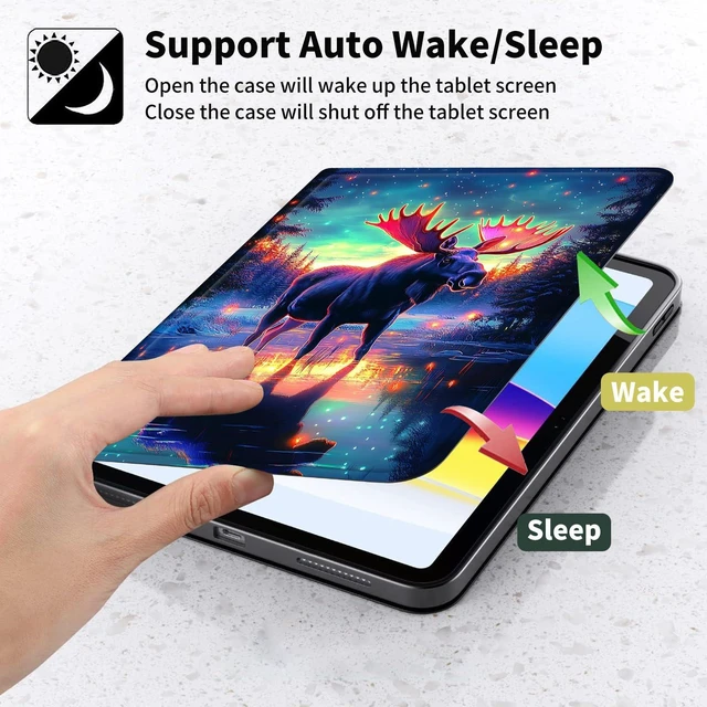 Alt view image 3 of 5 - TSNJTBDL Case for Kindle Paperwhite 12th Generation 7" & Kindle ColorSoft Signature Edition PU Leather with Auto Sleep/Wake, Slim Lightweight Protective Cover Starry Night Moose