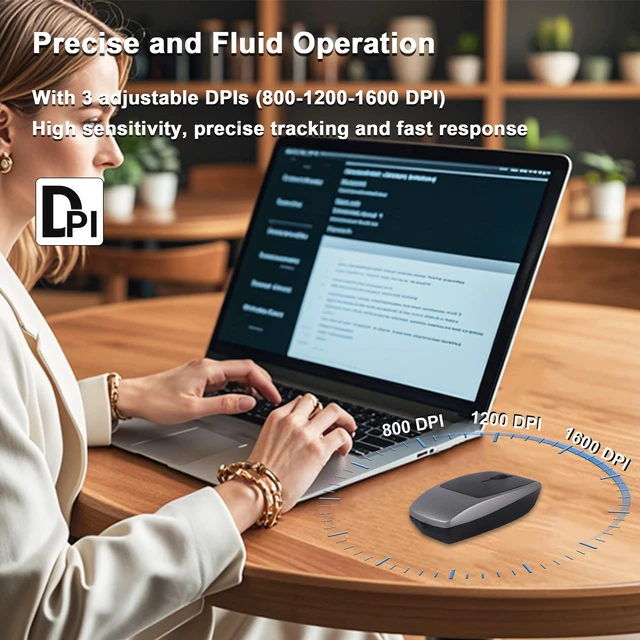Alt view image 5 of 5 - Bluetooth Mouse Rechargeable Portable Mini Computer Mice with TF Card Reader 3 Adjustable DPI Optical Lightweight Silent Wireless Mouse for Laptop Tablet Cell Phone Windows Mac OS Android iOS,