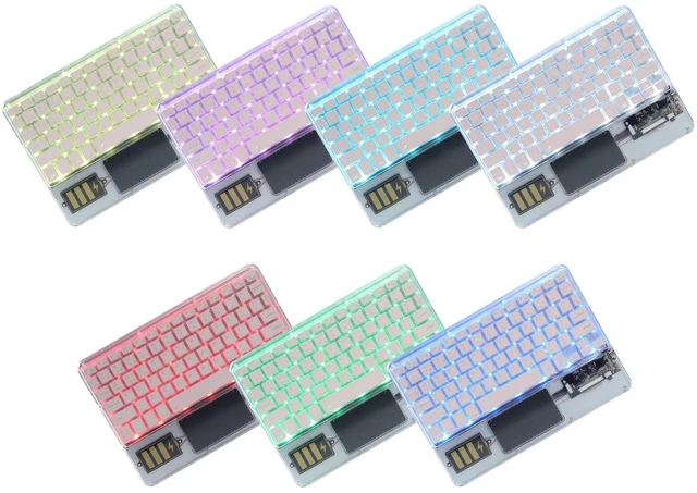 Alt view image 5 of 5 - Justdfine Ultra-Slim Bluetooth Keyboard 7 Colors Backlit Portable Mini Wireless Keyboard Rechargeable for Apple iPad iPhone Samsung Tablet Phone Smartphone iOS Android Windows-Transparent