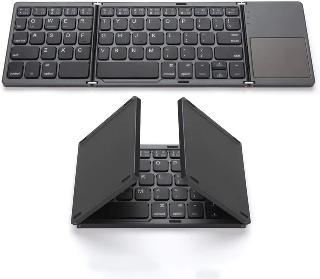 Main image of Foldable Bluetooth Keyboard,Wireless Portable Keyboard with touchpad,Rechargeable Pocket-Size Folding Travel Keyboard for iOS,Android,Windows Devices-Space Gray