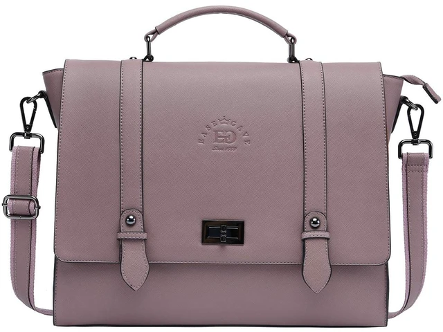 Main image of EaseGave Women's 17 Inch Laptop Briefcase, Vintage Purple Saffiano Eco-leather, Multi-Compartment, 3 lb Weight Capacity