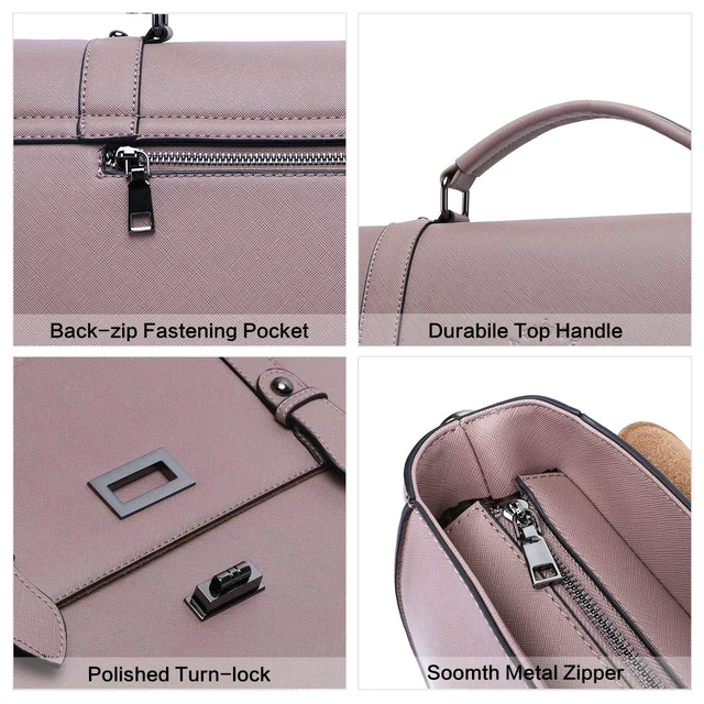 Alt view image 4 of 5 - EaseGave Women's 17 Inch Laptop Briefcase, Vintage Purple Saffiano Eco-leather, Multi-Compartment, 3 lb Weight Capacity