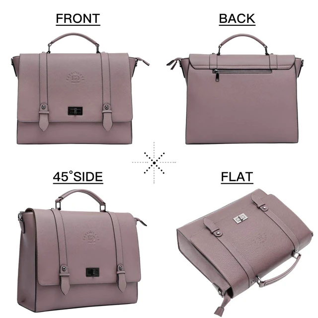 Alt view image 3 of 5 - EaseGave Women's 17 Inch Laptop Briefcase, Vintage Purple Saffiano Eco-leather, Multi-Compartment, 3 lb Weight Capacity