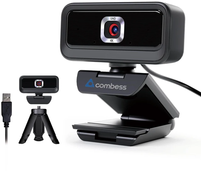 Main image of Combess 4K Webcam for PC, Computer Camera for Desktop, USB Webcam with Tripod,2 Noise Reduction Mics, Built-in Privacy Cover, for PC/Zoom/Skype/Team/Laptop/MacBook/Windows