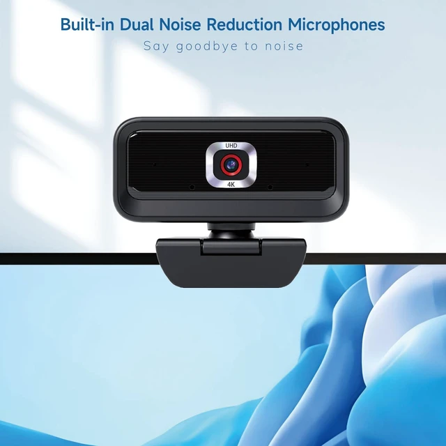 Alt view image 2 of 5 - Combess 4K Webcam for PC, Computer Camera for Desktop, USB Webcam with Tripod,2 Noise Reduction Mics, Built-in Privacy Cover, for PC/Zoom/Skype/Team/Laptop/MacBook/Windows