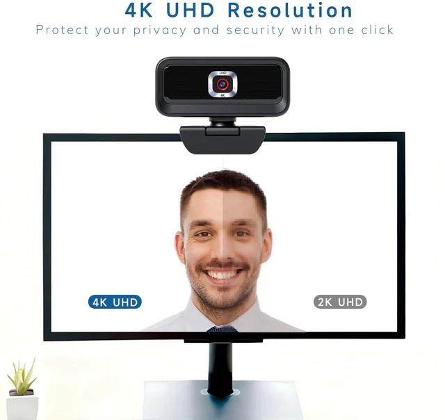 Alt view image 4 of 5 - Combess 4K Webcam for PC, Computer Camera for Desktop, USB Webcam with Tripod,2 Noise Reduction Mics, Built-in Privacy Cover, for PC/Zoom/Skype/Team/Laptop/MacBook/Windows
