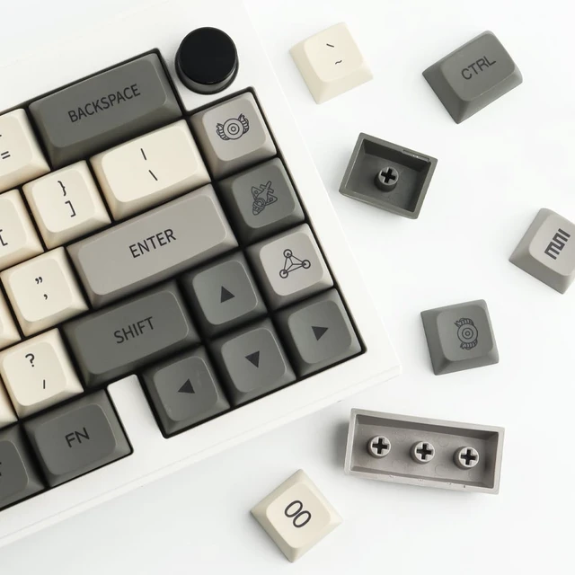 Alt view image 2 of 5 - Hyekit 124-Key Retro Grey Dye-Sublimated PBT Keycaps, XDA Profile