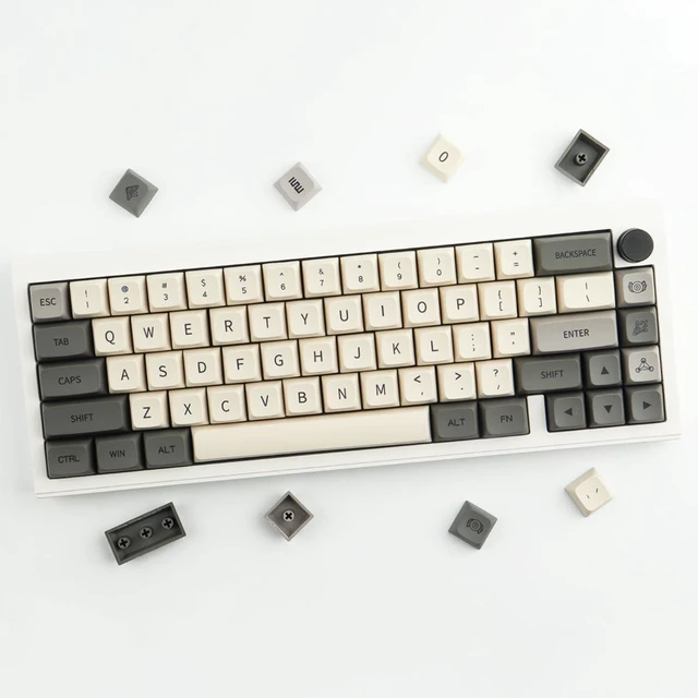 Alt view image 3 of 5 - Hyekit 124-Key Retro Grey Dye-Sublimated PBT Keycaps, XDA Profile