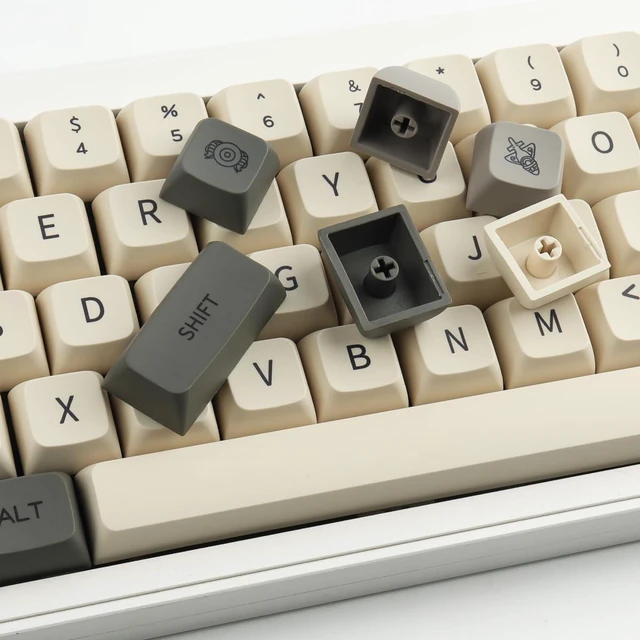 Alt view image 5 of 5 - Hyekit 124-Key Retro Grey Dye-Sublimated PBT Keycaps, XDA Profile
