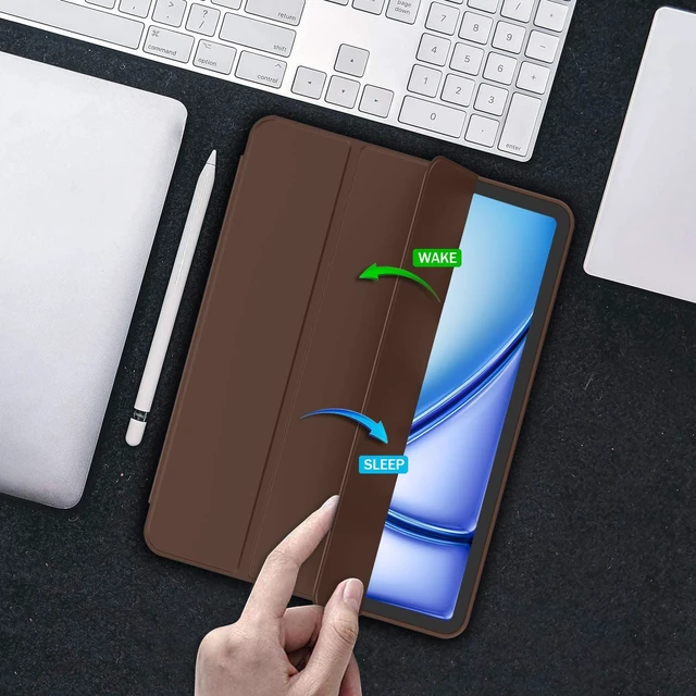 Alt view image 5 of 5 - iMieet iPad Air 11 Inch Case M4/M3/M2(2026/2025/2024), iPad Air 5th/4th Generation Case 2022/2020 10.9 Inch with Pencil Holder,Trifold Stand Smart Case with Soft TPU Back(Chocolate)