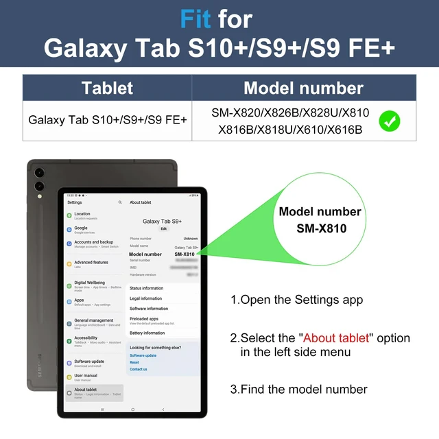 Alt view image 2 of 5 - DTTO for Galaxy Tab S10+ / S9+ / S9 FE+ Case 12.4 Inch, Navy Blue