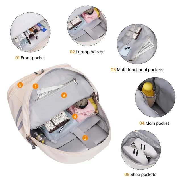 Alt view image 5 of 5 - HUA ANGEL Waterproof Carry on Backpack for Men & Women Lightweight Laptop Travel Backpack with Shoe Compartment for Sports