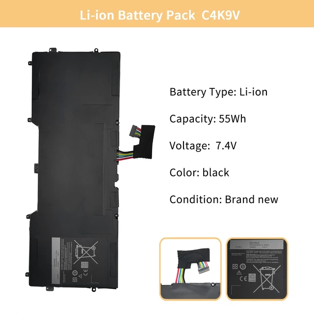 Alt view image 2 of 5 - NBULBL C4K9V 7.4V 55Wh Replacement Laptop Battery Compatible with Dell XPS 12 9Q33 L221X 13 9333 Ultrabook 13 XPS13 13L321X 13L322X XPS L321X L322X Series Y9N00 3H76R 489XN PKH18