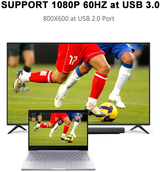 Alt view image 4 of 5 - ELECABLE USB 3.0 to VGA Adapter Cable 6.5FT, Full HD 1080P Video Converter External Graphics Card for Monitor/Projector. (6.5FT)