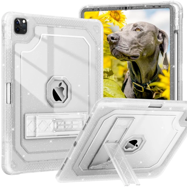 Main image of ZoneFoker for iPad Pro 12.9 Case 6th/5th/4th/3rd Generation 2022/2021/2020/2018, 12.9 Inch iPad Pro Case Cover with Pencil Holder, Clear Glitter