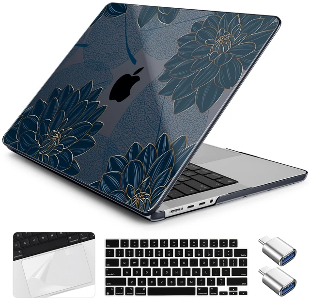 Main image of Yebiseven for MacBook Pro 14 inch Case 2026 2025-2021 Release M5 M4 M3 M2 M1 Pro/Max A3427 A3426 A3434 A3112 A3185 A3401 A2918 A2992 A2779 A2442,Case&Keyboard Skin&Trackpad Film&2 OTG, Flower Dahlia