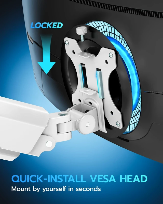 Alt view image 3 of 5 - ARES WING 17-40 Inch Heavy Duty Monitor Arm with USB, White