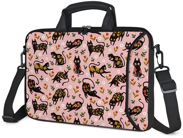 Alt view image 4 of 5 - RICHEN 17 inch Laptop Shoulder Bag Carrying Case with Handle Fits 15.6/16/17/17.3/17.4 inch Laptop Notebook (Flowers Cats, 16-17.3 inch)