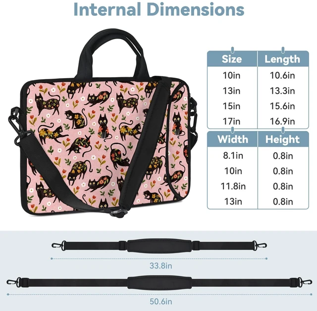 Alt view image 5 of 5 - RICHEN 17 inch Laptop Shoulder Bag Carrying Case with Handle Fits 15.6/16/17/17.3/17.4 inch Laptop Notebook (Flowers Cats, 16-17.3 inch)