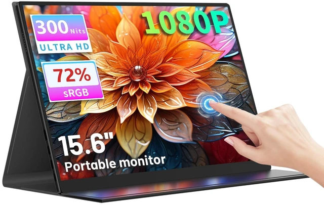 Main image of sibolan Portable Monitor Touchscreen 15.6 Inch, FHD 1080P IPS 10-Point Touch Screen Monitor, HDMI USB C Second External Monitor for Laptop PC Game Consoles, Built-in Speaker with Protective Case