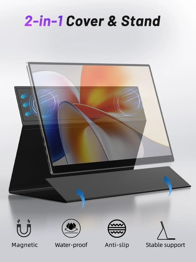 Alt view image 5 of 5 - sibolan Portable Monitor Touchscreen 15.6 Inch, FHD 1080P IPS 10-Point Touch Screen Monitor, HDMI USB C Second External Monitor for Laptop PC Game Consoles, Built-in Speaker with Protective Case