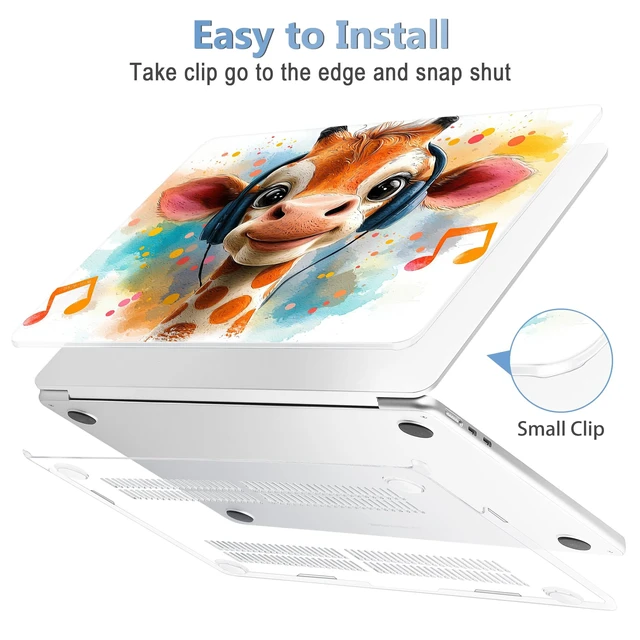 Alt view image 3 of 5 - Mektron Case for 2026 MacBook Air 13-inch M5 Laptop A3449 with 13.6-inch Liquid Retina Display, 2025 2024 2022 M4/M3/M2 MacBook Air 13" Hard Shell Cover, Fit Model A3240 A3113 A2681, Cute Giraffe