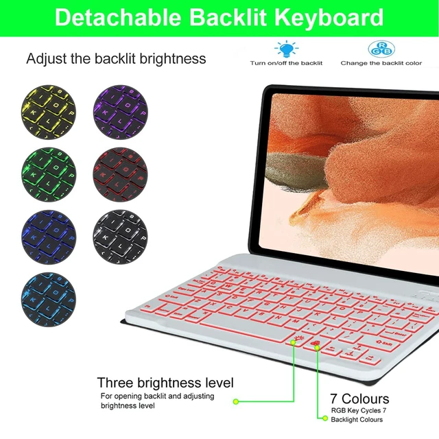 Alt view image 3 of 5 - Keyboard Case for Samsung Galaxy Tab S10+ Plus/S9 Plus S9 FE+/S8 Plus S8+/S7 Plus S7+ S7 FE 12.4 Inch, Backlit Keyboard case with Pen Holder, Pink