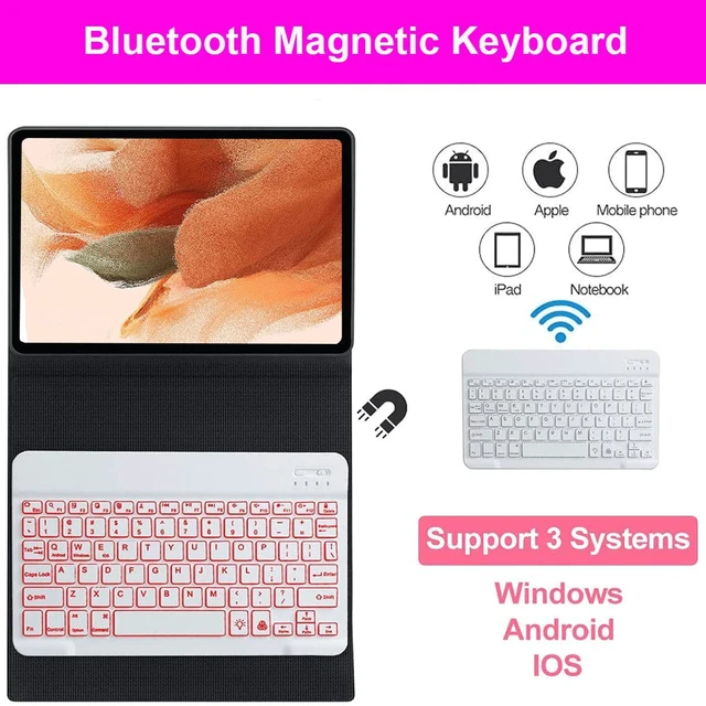 Alt view image 4 of 5 - Keyboard Case for Samsung Galaxy Tab S10+ Plus/S9 Plus S9 FE+/S8 Plus S8+/S7 Plus S7+ S7 FE 12.4 Inch, Backlit Keyboard case with Pen Holder, Pink