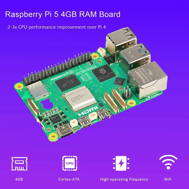 Alt view image 5 of 5 - SANOOV Raspberry Pi 5 4GB Kit, 4GB RAM Single Board Computer with Active Cooler and ABS Case, Complete Raspberry Pi 5 Starter Kit for IoT Robotics Retro Gaming